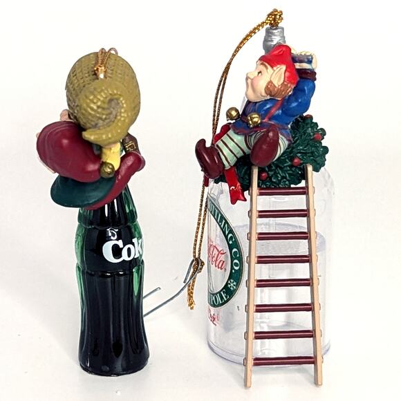 Vintage 90s Coca-Cola Christmas Ornaments Set of 2 | Bottling Works North Pole - Picture 5 of 11